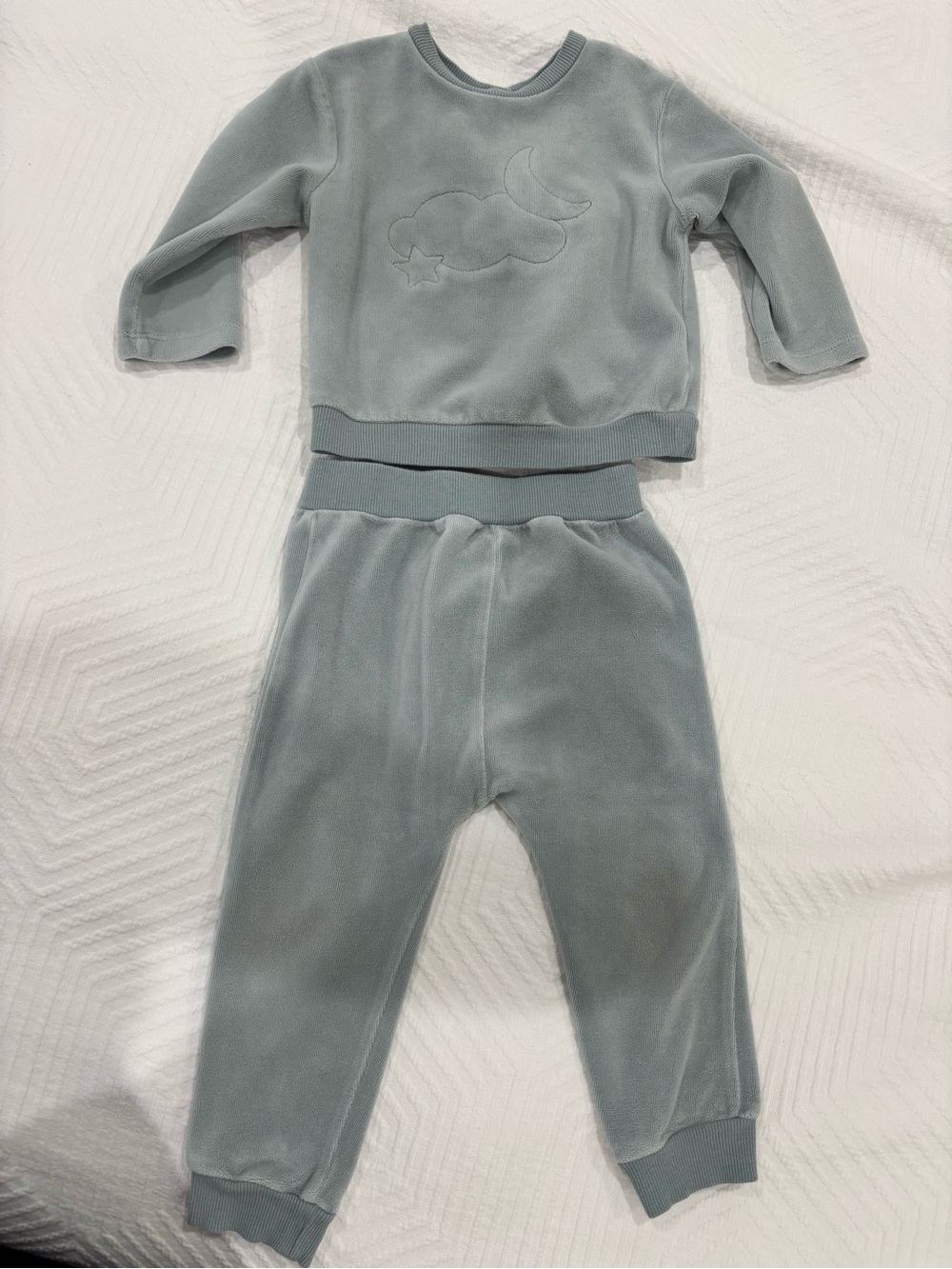 Kids Velour Jogger Set in Sage Green